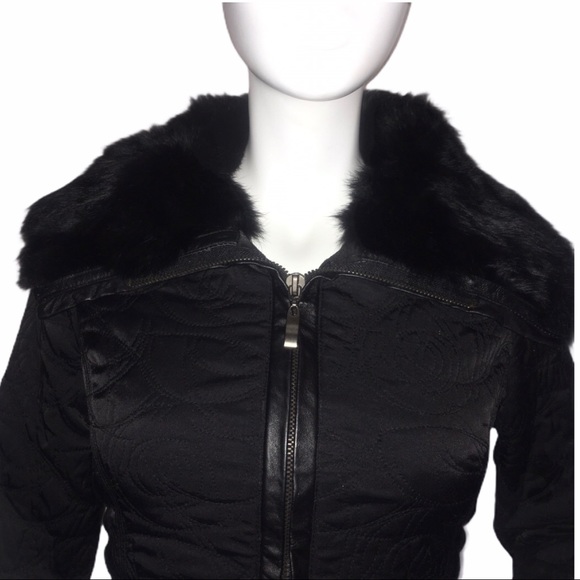 Bebe Nylon Rabbit Fur Collar Down Jacket Coat S - Picture 6 of 15